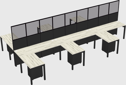 Shared l-shape cubicle