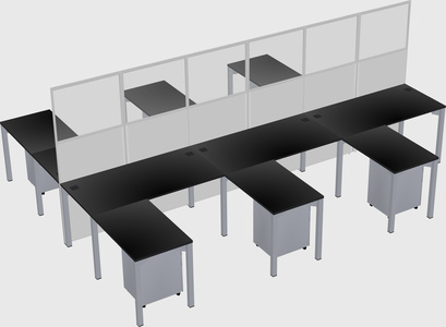 Shared l-shape cubicle