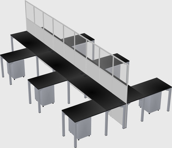 Shared l-shape cubicle