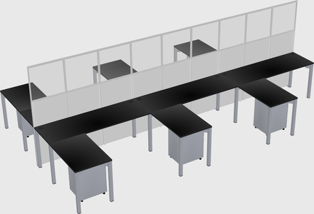 Shared l-shape cubicle