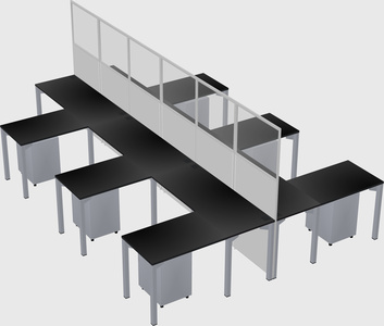 Shared l-shape cubicle