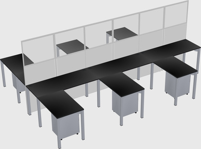 Shared l-shape cubicle
