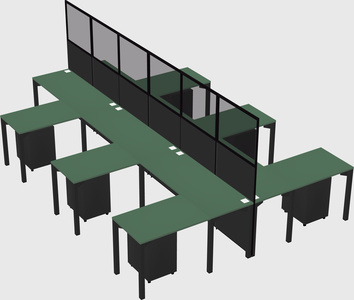 Shared l-shape cubicle
