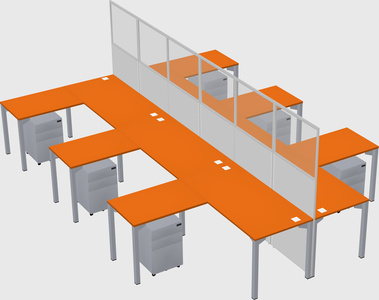 Shared l-shape cubicle