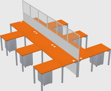 Shared l-shape cubicle