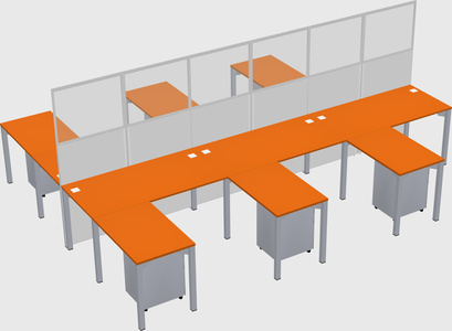 Shared l-shape cubicle