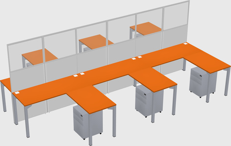 Shared l-shape cubicle