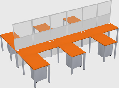 Shared l-shape cubicle