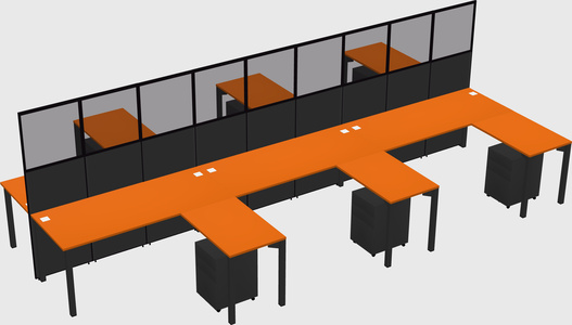 Shared l-shape cubicle