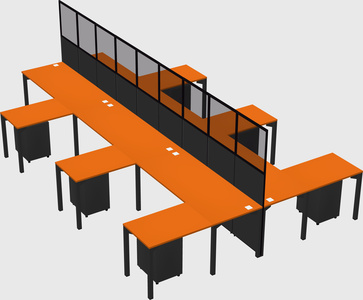 Shared l-shape cubicle