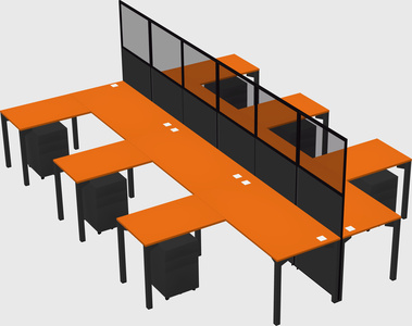 Shared l-shape cubicle