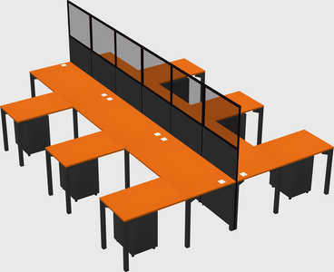 Shared l-shape cubicle