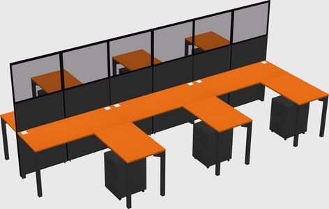 Shared l-shape cubicle