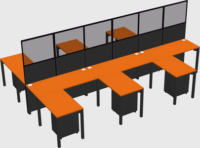 Shared l-shape cubicle