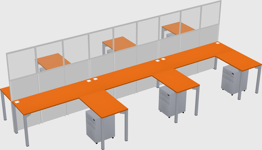 Shared l-shape cubicle