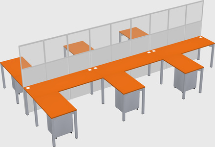 Shared l-shape cubicle
