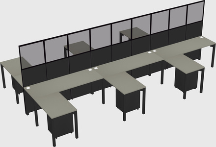 Shared l-shape cubicle