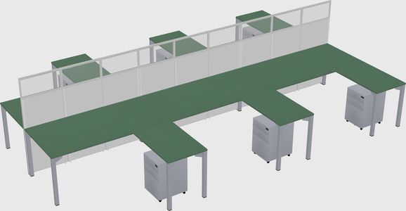 Shared l-shape cubicle