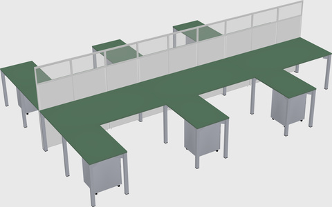 Shared l-shape cubicle
