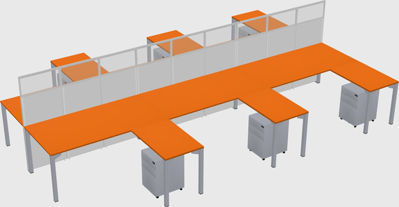 Shared l-shape cubicle