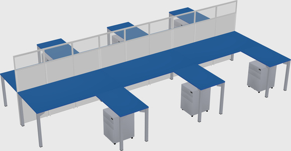Shared l-shape cubicle