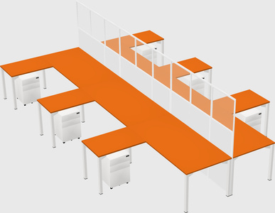 Shared l-shape cubicle