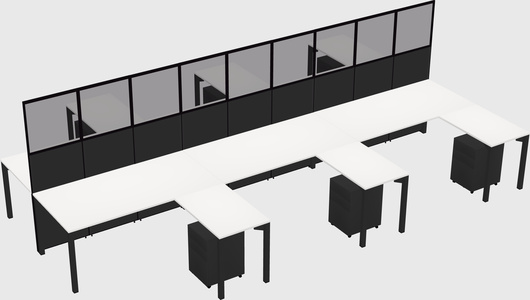 Shared l-shape cubicle