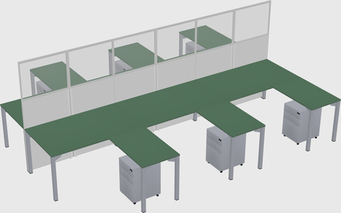 Shared l-shape cubicle
