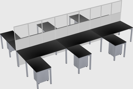Shared l-shape cubicle