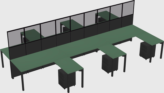 Shared l-shape cubicle