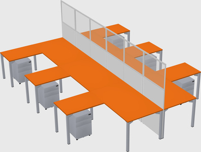 Shared l-shape cubicle