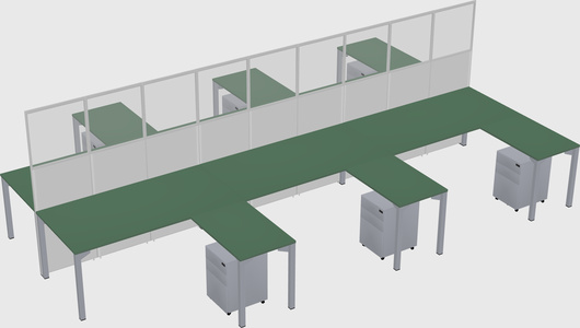Shared l-shape cubicle