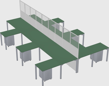Shared l-shape cubicle