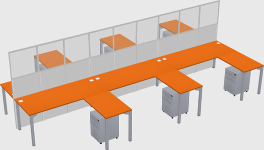 Shared l-shape cubicle