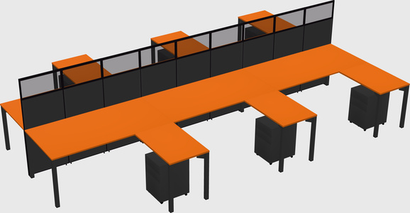 Shared l-shape cubicle
