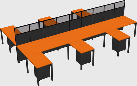 Shared l-shape cubicle