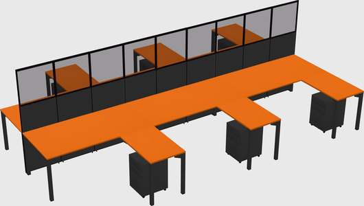 Shared l-shape cubicle