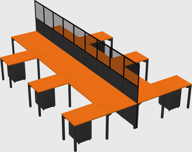 Shared l-shape cubicle