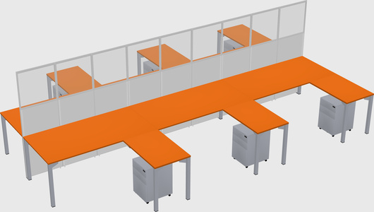 Shared l-shape cubicle