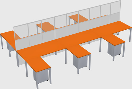 Shared l-shape cubicle