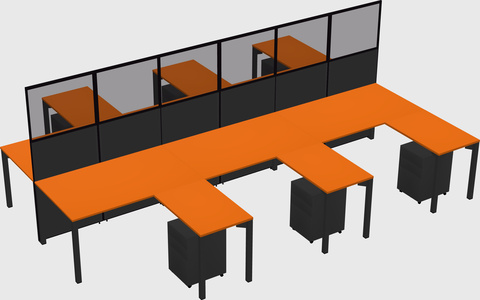 Shared l-shape cubicle
