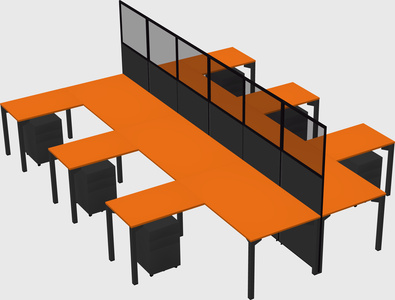 Shared l-shape cubicle