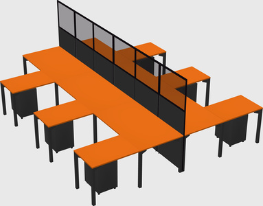 Shared l-shape cubicle
