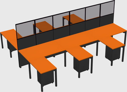 Shared l-shape cubicle