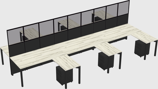 Shared l-shape cubicle