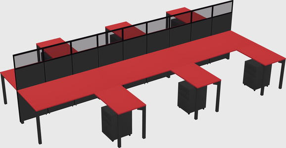 Shared l-shape cubicle