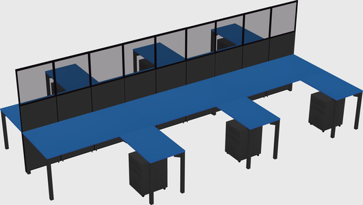 Shared l-shape cubicle