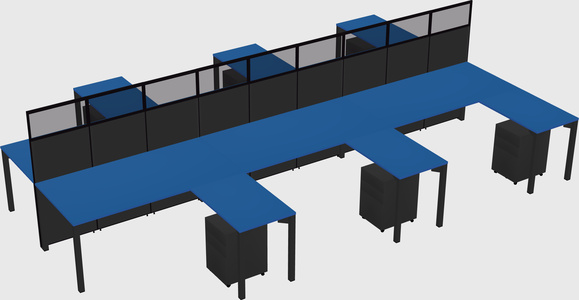Shared l-shape cubicle