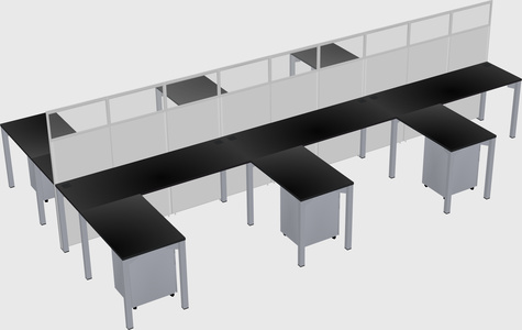 Shared l-shape cubicle