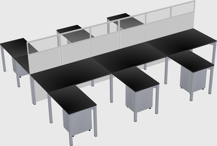 Shared l-shape cubicle